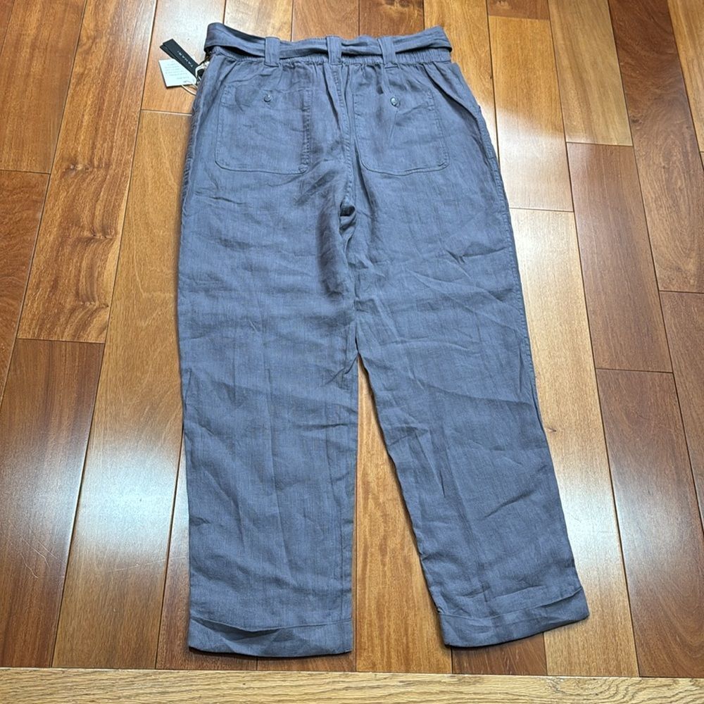 NWT Tahari Women Linen Blueish Grey‎ Pants Elastic Waist size XL - Picture 4 of 12